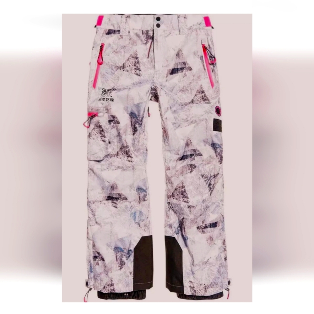 New w Tag Superdry Graphic Snow Pants - Pink and Black Accents size US4